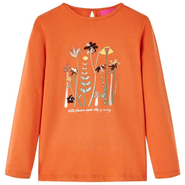 Langærmet T-shirt til børn str. 92 cm orange