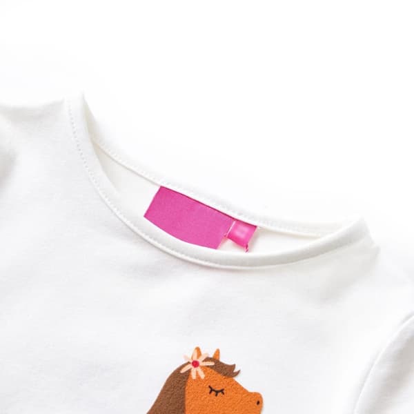 T-shirt med långa ärmar för barn ecru 140