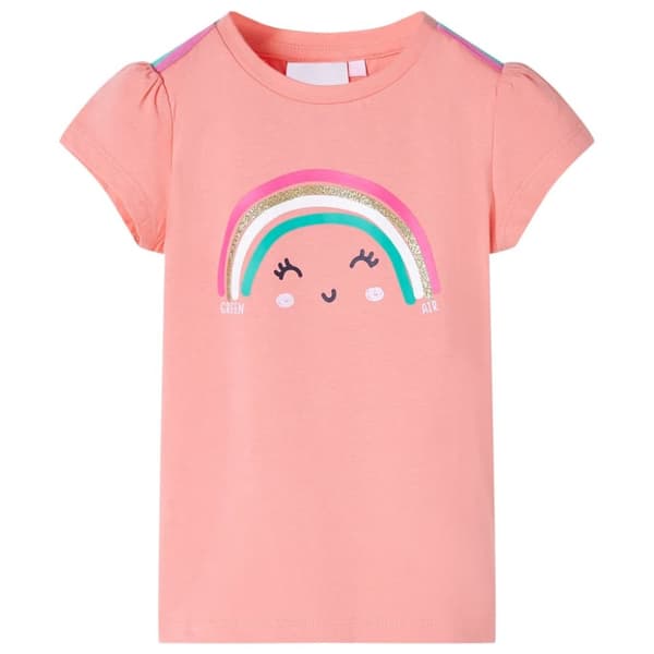 T-shirt för barn ljus korall 128