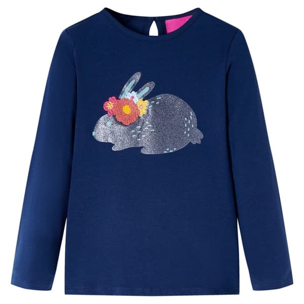 T-shirt med långa ärmar för barn marinblå 104