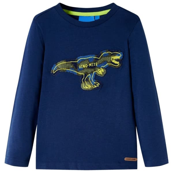 T-shirt med långa ärmar för barn marinblå 116