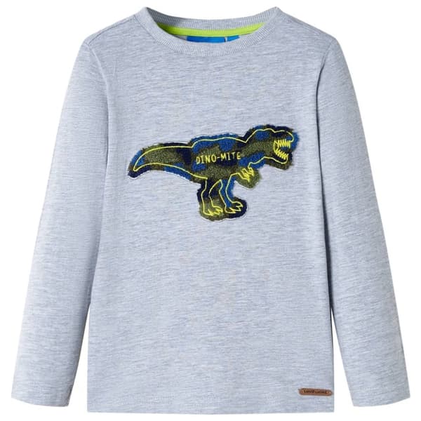 T-shirt med långa ärmar för barn grå melange 116