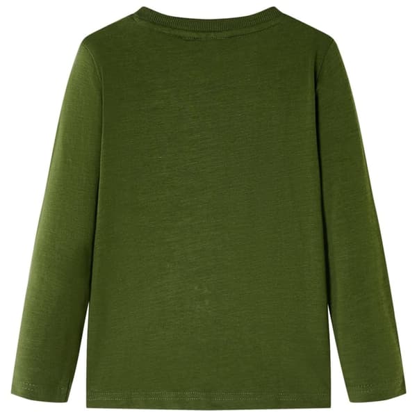 Lasten pitkähihainen T-paita tumma khaki 140