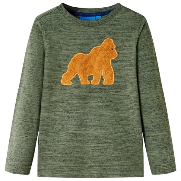 T-shirt med långa ärmar för barn khaki melange 128
