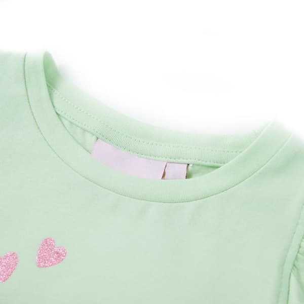 T-shirt med volangärmar för barn mjuk grön 116