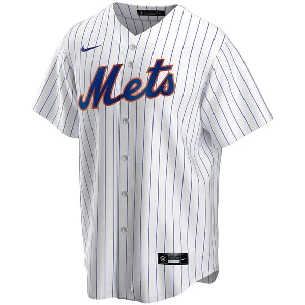 Nike Kortärmad T-shirt Med V-ringning New York Mets Official Replica Home Vit S Man