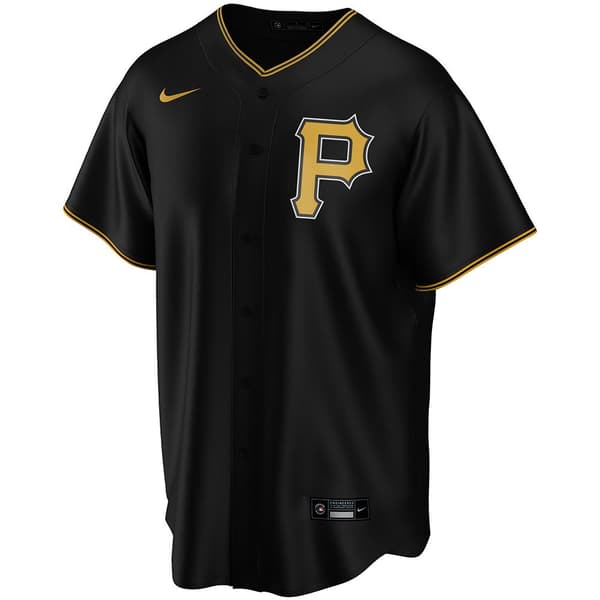 Nike Kortærmet T-shirt Med Rund Hals Pittsburgh Pirates Official Replica Alternate Sort M Mand