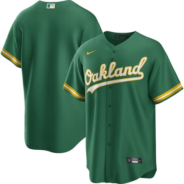 Nike Kortærmet T-shirt Oakland Athletics Replica Alternate Road Grøn XL Mand