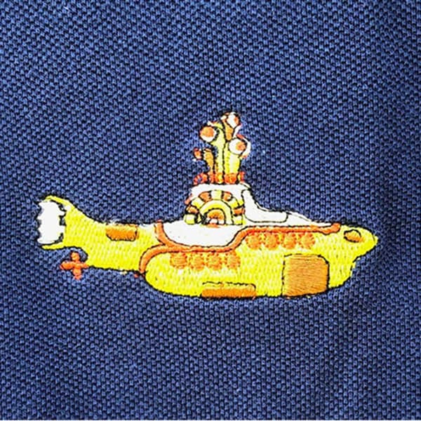The Beatles Polo Shirt Yellow Submarine Band Logo Official Mens Navy Blue