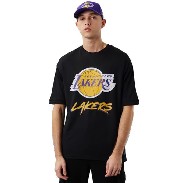New Era NBA Los Angeles Lakers Script Mesh Tee 60284737, Man, T-shirt, Svart