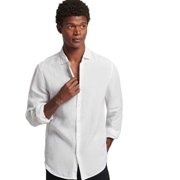 Superdry Pitkähihainen Paita Studios Casual Linen Valkoinen 2XL Mies