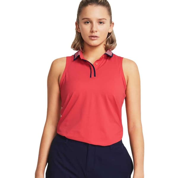 Under Armour Golf Ärmlös Piké För Kvinna Iso-chill Orange L