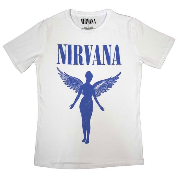 Nirvana Angelic Blue Mono Womens Skinny Fit T Shirt