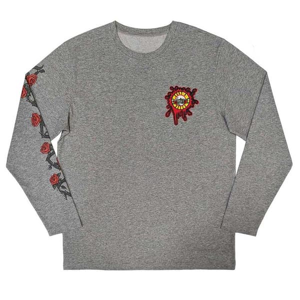 Guns N' Roses T Shirt Splatter Seal Band Logo Official Unisex Grey Long Sleeve