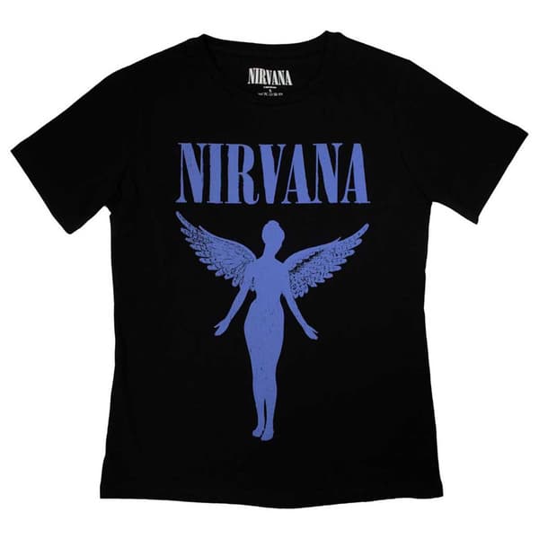 Nirvana Angelic Blue Mono Womens Skinny Fit T Shirt