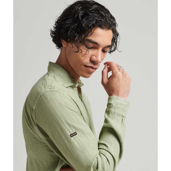 Superdry Pitkähihainen Paita Studios Casual Linen Vihreä S Mies