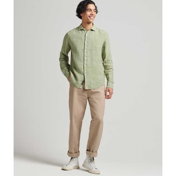 Superdry Pitkähihainen Paita Studios Casual Linen Vihreä S Mies