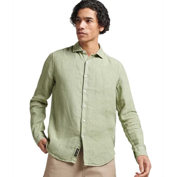 Superdry Pitkähihainen Paita Studios Casual Linen Vihreä S Mies