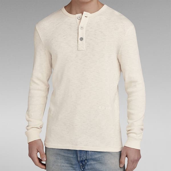 G-star Langærmet T-shirt Henley Tweeter Beige S Mand