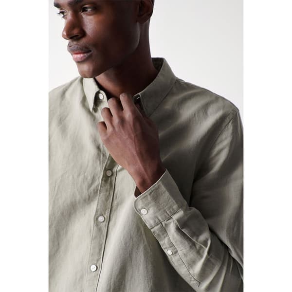 Salsa Jeans Lang ærmet Skjorte Cotton Linnen Regular Fit Grøn M Mand