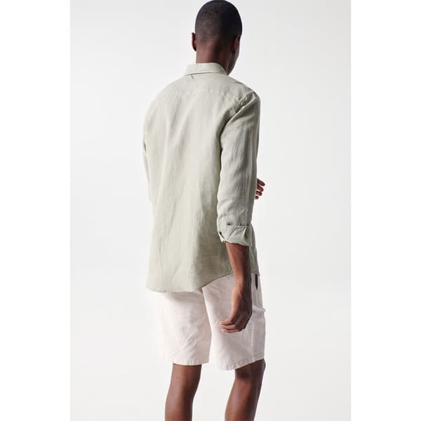 Salsa Jeans Lang ærmet Skjorte Cotton Linnen Regular Fit Grøn M Mand