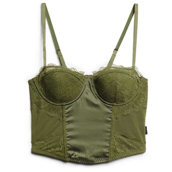 Superdry Ärmlös T-shirt Lace Satin Corset Grönt M Kvinna