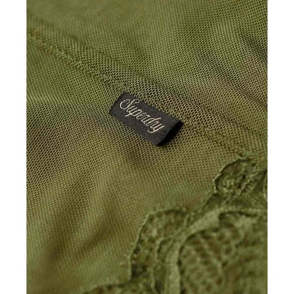 Superdry Ärmlös T-shirt Lace Satin Corset Grönt M Kvinna