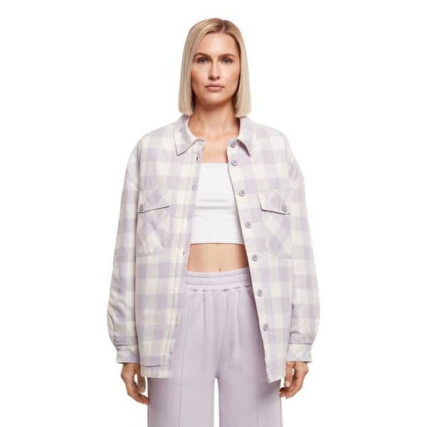 Urban Classics Lang ærmet Skjorte Flanell Over Blå S Kvinde