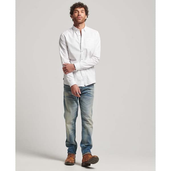 Superdry Lang ærmet Skjorte Merchant Hvid 2XL Mand