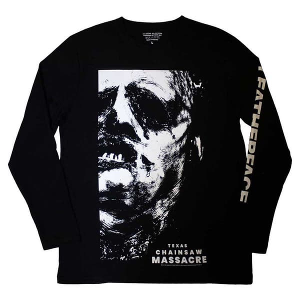 The Texas Chainsaw Massacre Leather Face Long Sleeve T Shirt Black L