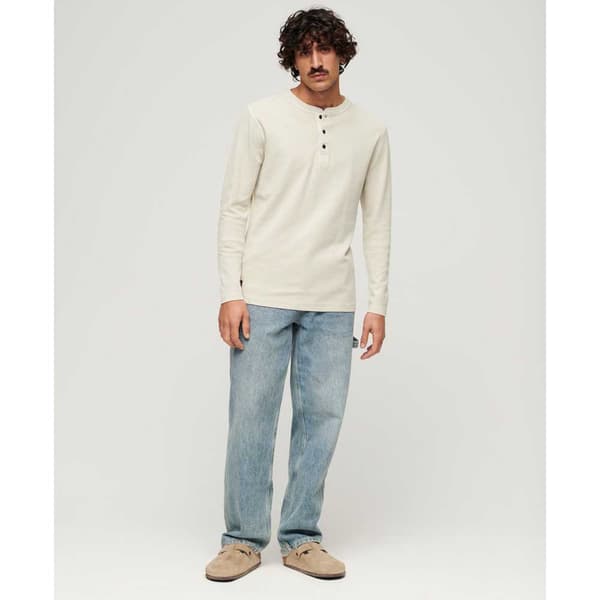 Superdry Pitkähihainen Pyöreä Kaula-aukkoinen T-paita Waffle Henley Beige M Mies