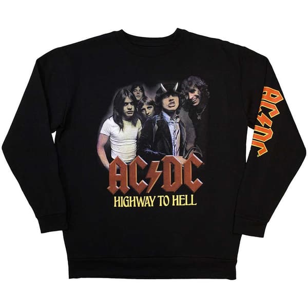 AC/DC Unisex Sweatshirt: H2H Band (Sleeve Print) (Small)