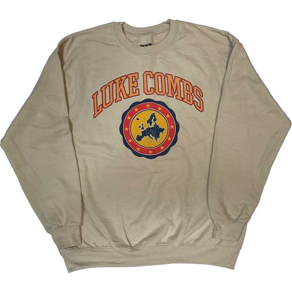 Luke Combs Unisex Sweatshirt: Tour '23 Europe Map (Ex-Tour) (Medium)