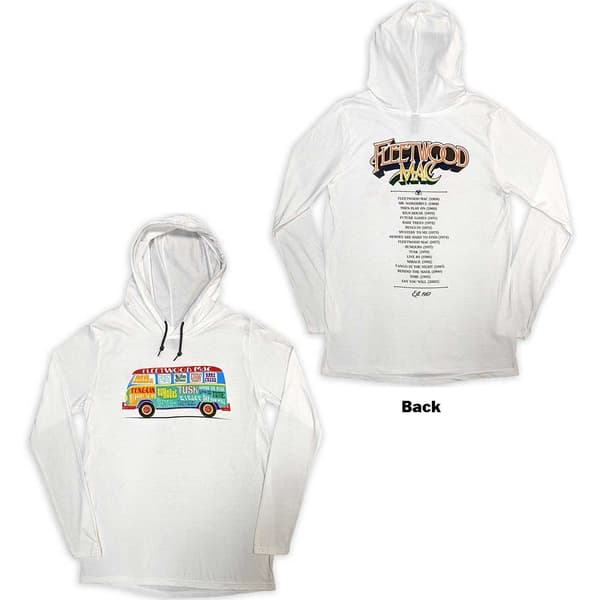Fleetwood Mac Unisex Pullover Hoodie: Albums Bus Lightweight (Backprint & Ex-Tour) (Medium)