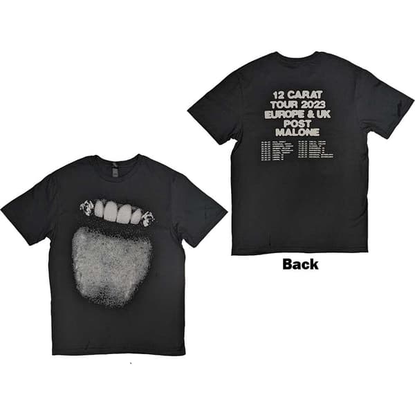 Post Malone Unisex T-Shirt: Fangs 2023 Tour Dates (Back Print & Ex-Tour) (Medium)