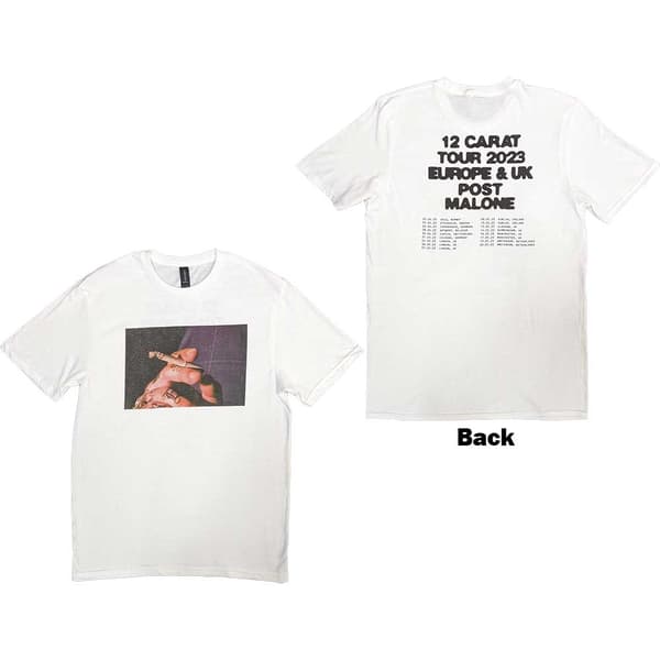 Post Malone Unisex T-Shirt: Burn It Down 2023 Tour Dates (Back Print & Ex-Tour) (XX-Large)