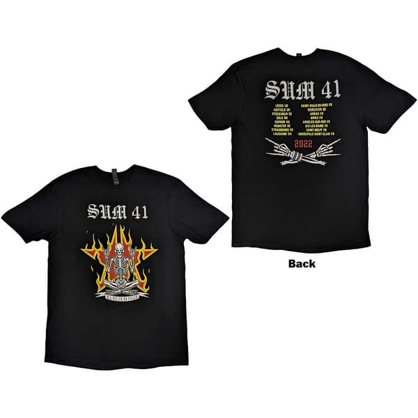 Sum 41 Unisex T-Shirt: AKNF Skeleton European Tour 2022 (Back Print & Ex-Tour) (Medium)