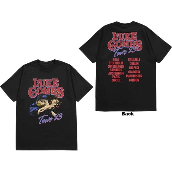 Luke Combs Unisex T-Shirt: Tour '23 Smashing Beer (Back Print & Ex-Tour) (Large)