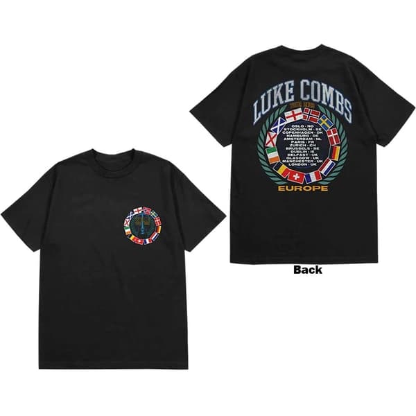 Luke Combs Unisex T-Shirt: Tour '23 Flag (Back Print & Ex-Tour) (X-Large)