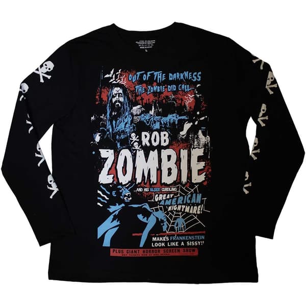 Rob Zombie Unisex Long Sleeve T-Shirt: Zombie Call (Sleeve Print) (Medium)
