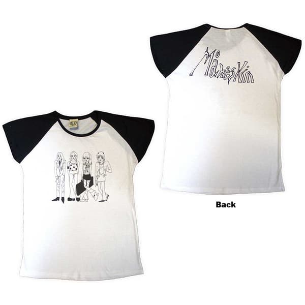 Maneskin Unisex Raglan T-Shirt: Mini Doodles (Back Print & Ex-Tour) (Small)