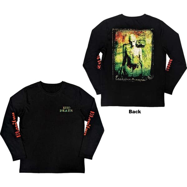 Marilyn Manson Unisex Long Sleeve T-Shirt: Death (Back & Sleeve Print) (X-Large)