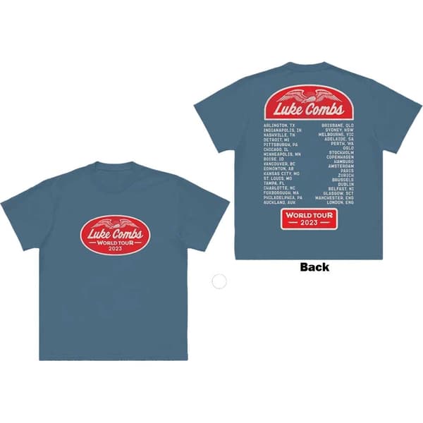 Luke Combs Unisex T-Shirt: Tour '23 Wings (Back Print & Ex-Tour) (Medium)