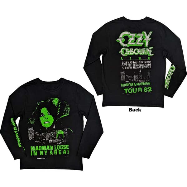 Ozzy Osbourne Unisex Long Sleeve T-Shirt: Madman Loose (Back & Sleeve Print) (Medium)