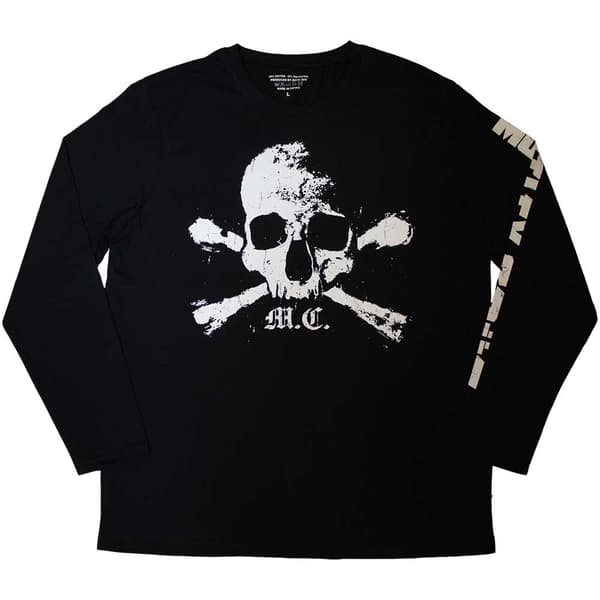 Motley Crue Unisex Long Sleeve T-Shirt: Orbit Skull (Sleeve Print) (Medium)