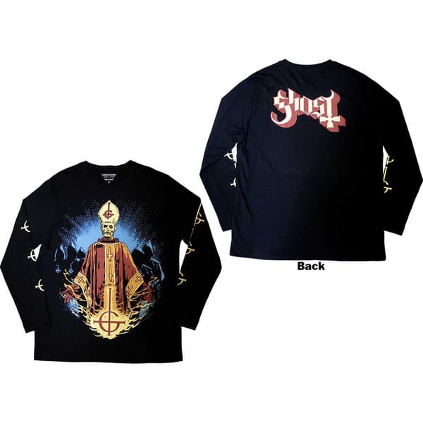 Ghost Unisex Long Sleeve T-Shirt: Papa & Radient Ghouls (Back & Sleeve Print) (X-Large)