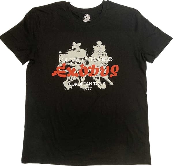 Bob Marley Unisex Hi-Build T-Shirt: Exodus European Tour '77 (Hi-Build) (Small)