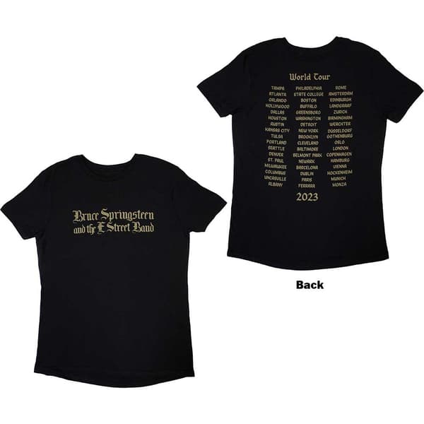 Bruce Springsteen Ladies T-Shirt: Tour '23 Religious (Back Print & Ex-Tour) (Large)