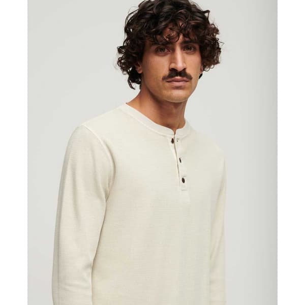 Superdry Långärmad T-shirt Med Rund Hals Waffle Henley Beige L Man