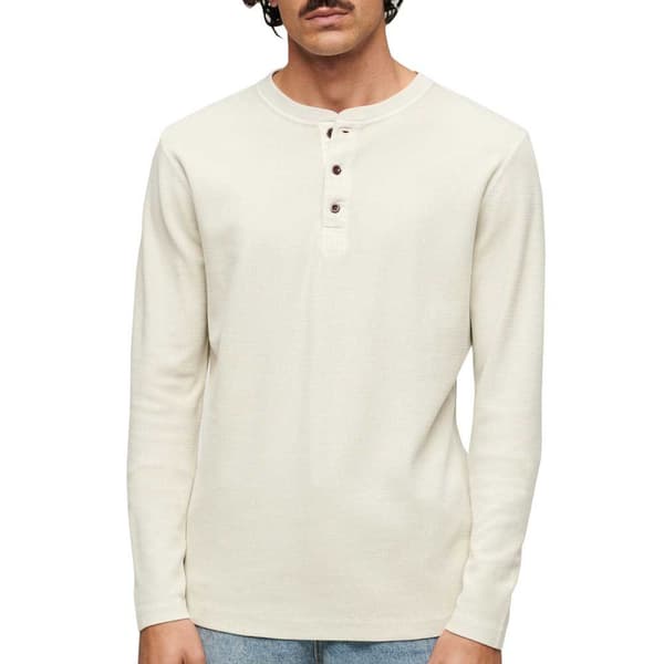 Superdry Långärmad T-shirt Med Rund Hals Waffle Henley Beige L Man